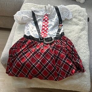 Red Plaid Kids Costume with Polka Dot Tie